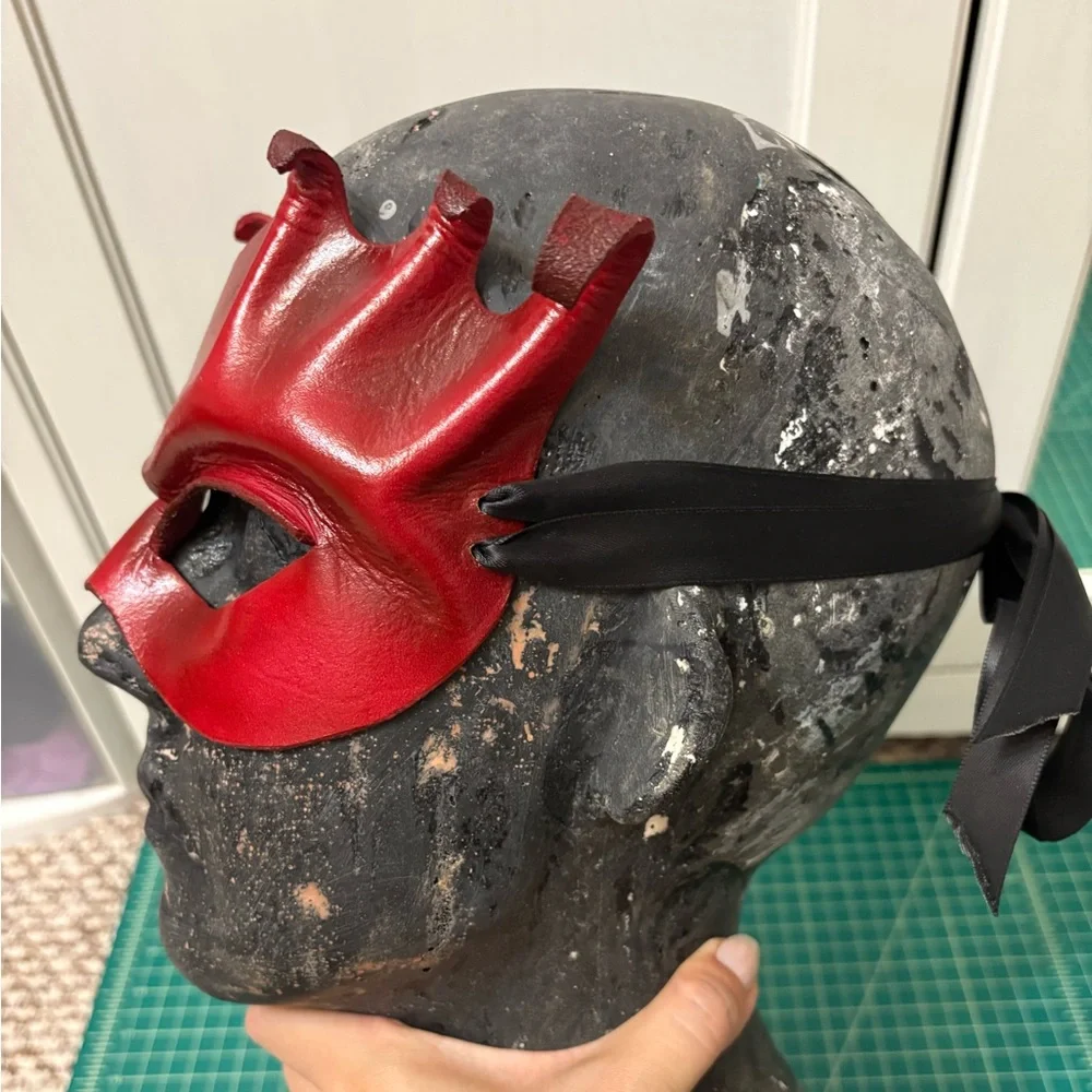 Red Leather Masquerade Mask